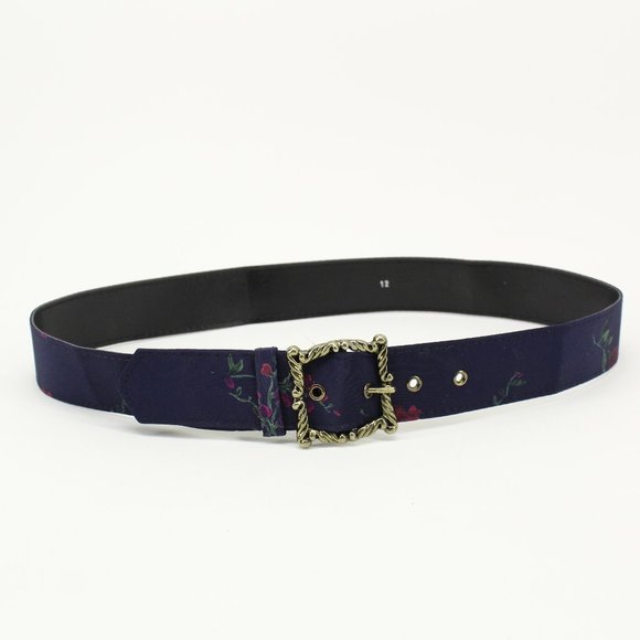 Vintage Accessories - Vintage Navy & Purple Floral Belt